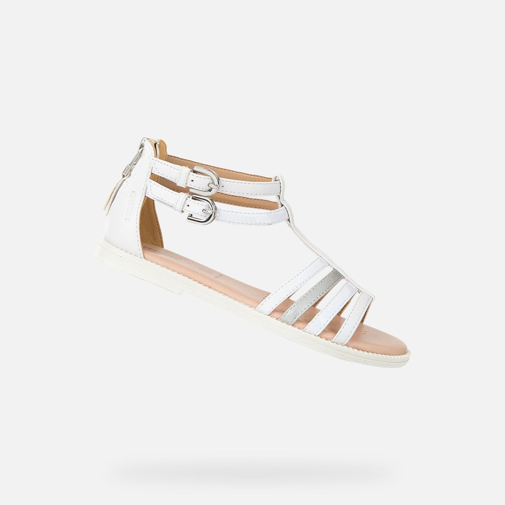 Sandalias Geox Menina Branco - Karly - WBUZX2571